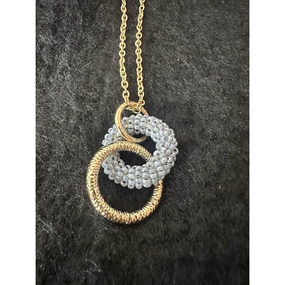 New Banana Republic Necklace Long Pendant Gold Blue Jewelry Cóctel Party‎ Career - Picture 5 of 8